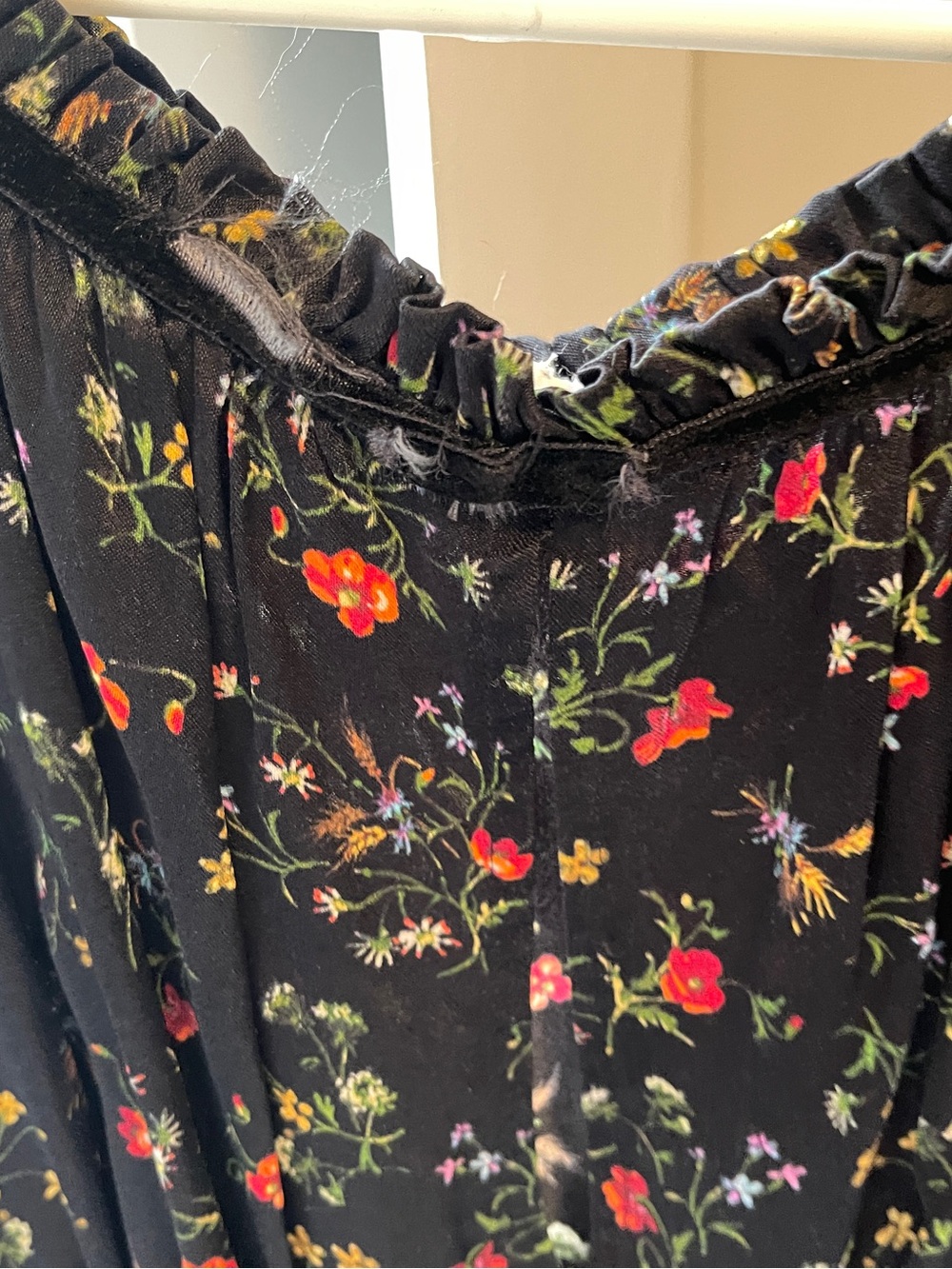 Doen Black Floral Mini Dress with Red & Green Accents - Picture 3 of 5